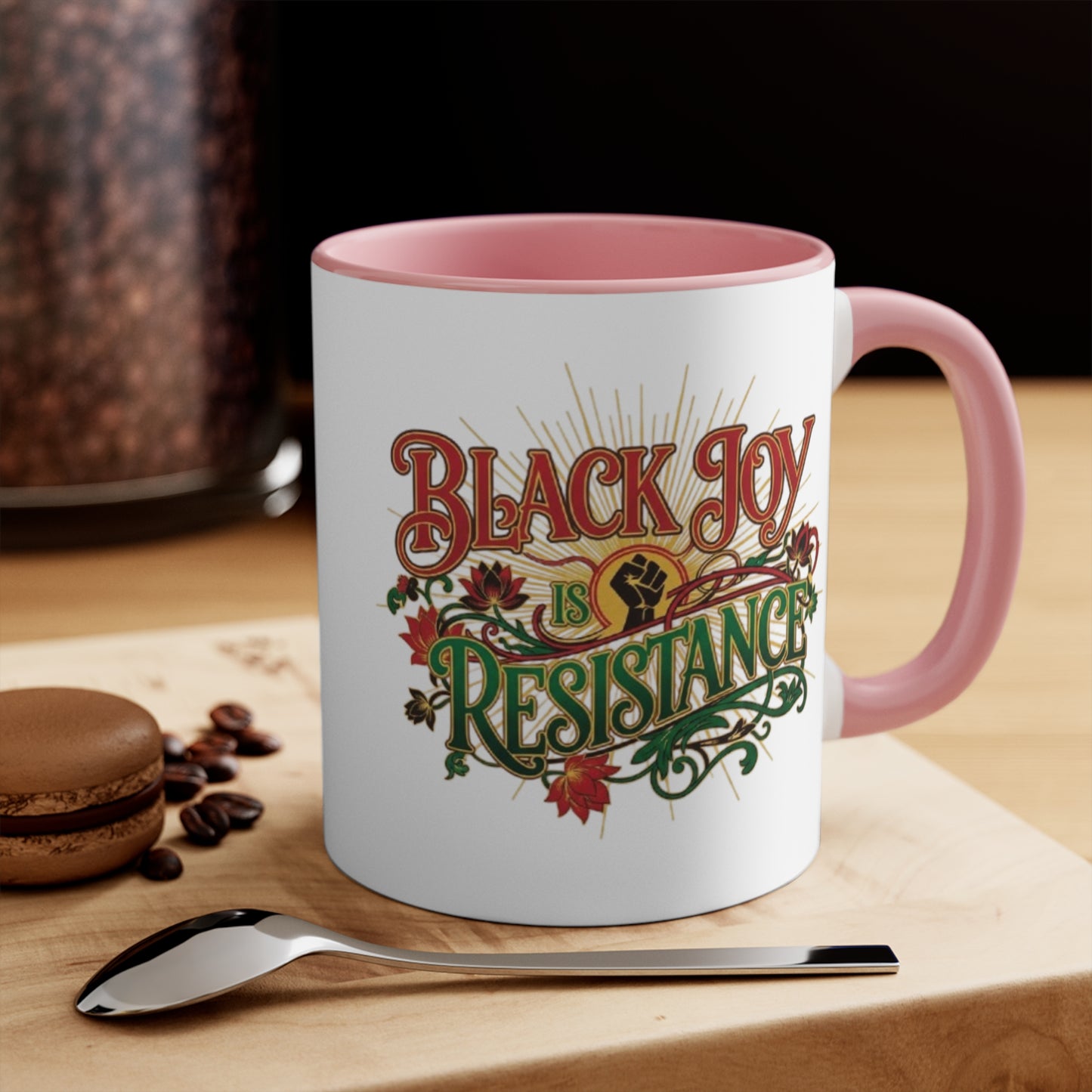 Accent Mug — "Black Joy Is Resistance" Inspirational Coffee Cup