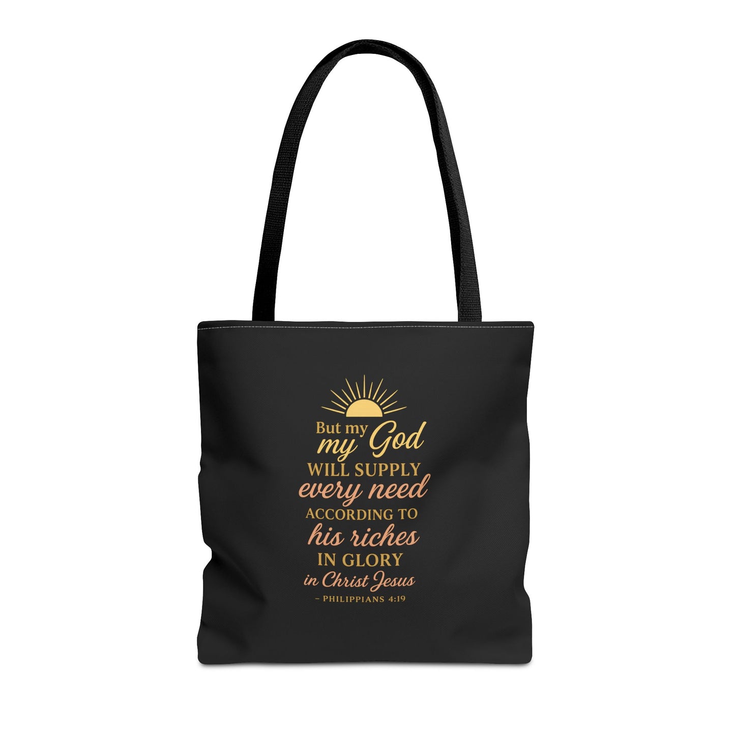 Faith-Inspired Tote Bag: 'God Will Supply Every Need', Christian Gift, AOP Bag for Church, Casual Outings, Inspirational Accessory