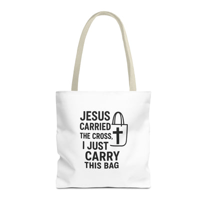 Christian Tote Bag - Jesus Carried the Cross, Everyday Use, Gift for Believers, Church Events, Eco-Friendly Shopping Bag