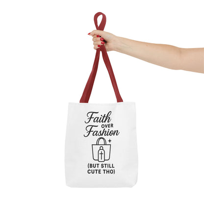 Faith Over Fashion Tote Bag - Stylish Everyday Carry, Eco-Friendly Shopping Bag, Gift for Fashion Lovers, Christian Tote, Positive Vibes
