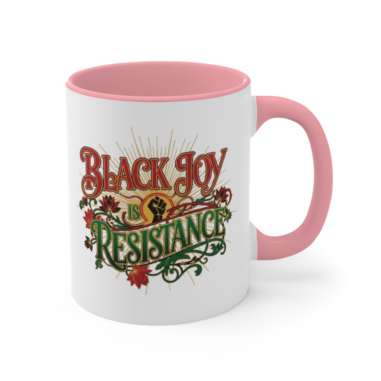 Accent Mug — "Black Joy Is Resistance" Inspirational Coffee Cup