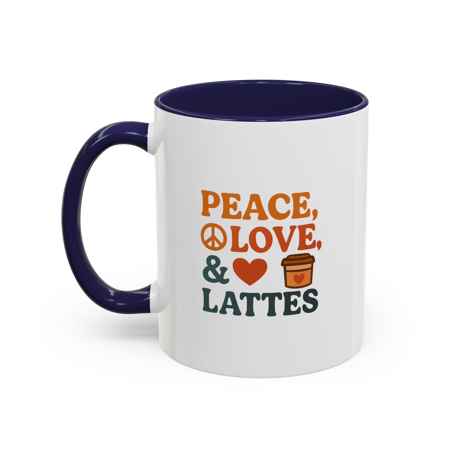 Peace, Love & Lattes Coffee Mug | Accent Mug for Coffee Lovers | Gift for Baristas, Friends, Home Decor, Kitchen Essentials