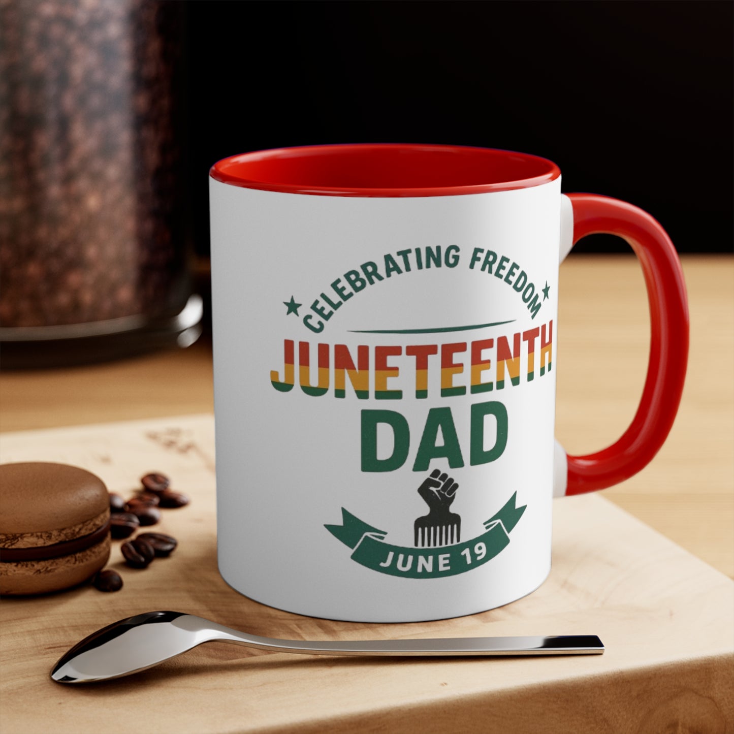 Juneteenth Dad Accent Mug — Celebrating Freedom June 19 Coffee Cup