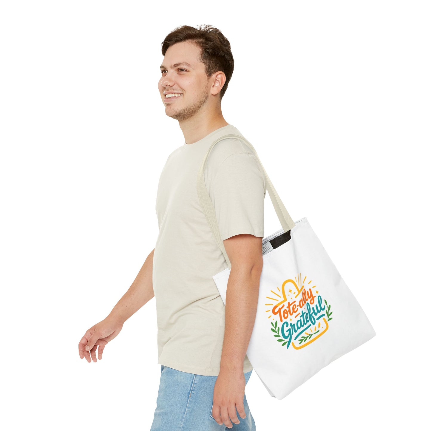 Grateful Tote Bag, Eco-Friendly Shopping Bag, Gift for Mom, Stylish Carry-All, Perfect for Summer Adventures