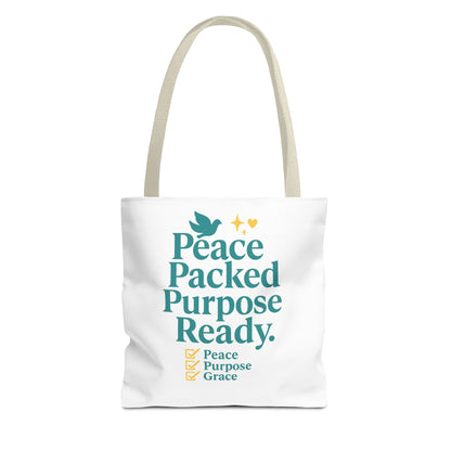 Motivational Tote Bag - Peace Packed Purpose Ready, Inspirational Eco-Friendly Bag, Gift for Friends, Stylish Everyday Use, Shopping, Gym