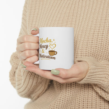 Mocha Mercy &amp; Motivation - Charming Coffee Mug, Cute Gift for Coffee Lovers, Personalized Mug for Friends, Mother's Day Gift, Cozy Morning Mug