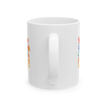 Serve God Chill & Pray - Bright & Cheerful Ceramic Mug - Fun Coffee or Tea Cup, Gift for Friends, Home Decor, Inspirational Design, Perfect for Any Occasion