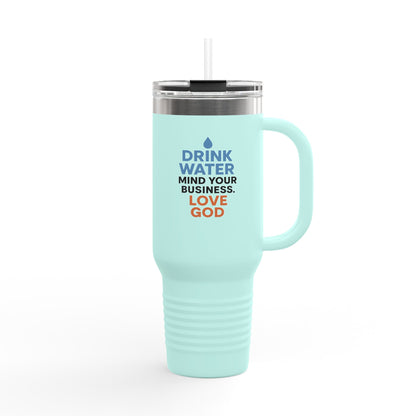 Drink Water - Insulated Travel Mug, 40oz - Motivational Drink Water Mug, Perfect for Coffee Lovers, Hydration Reminder, Gifts for Him/Her, Daily Use