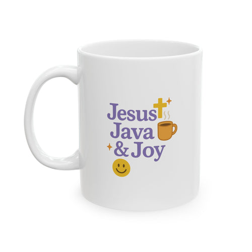 Jesus Java and Joyful Ceramic Mug - Perfect for Coffee Lovers, Gift for Tea Enthusiasts, Fun Kitchen Decor, Birthday Present, Relaxing Moments
