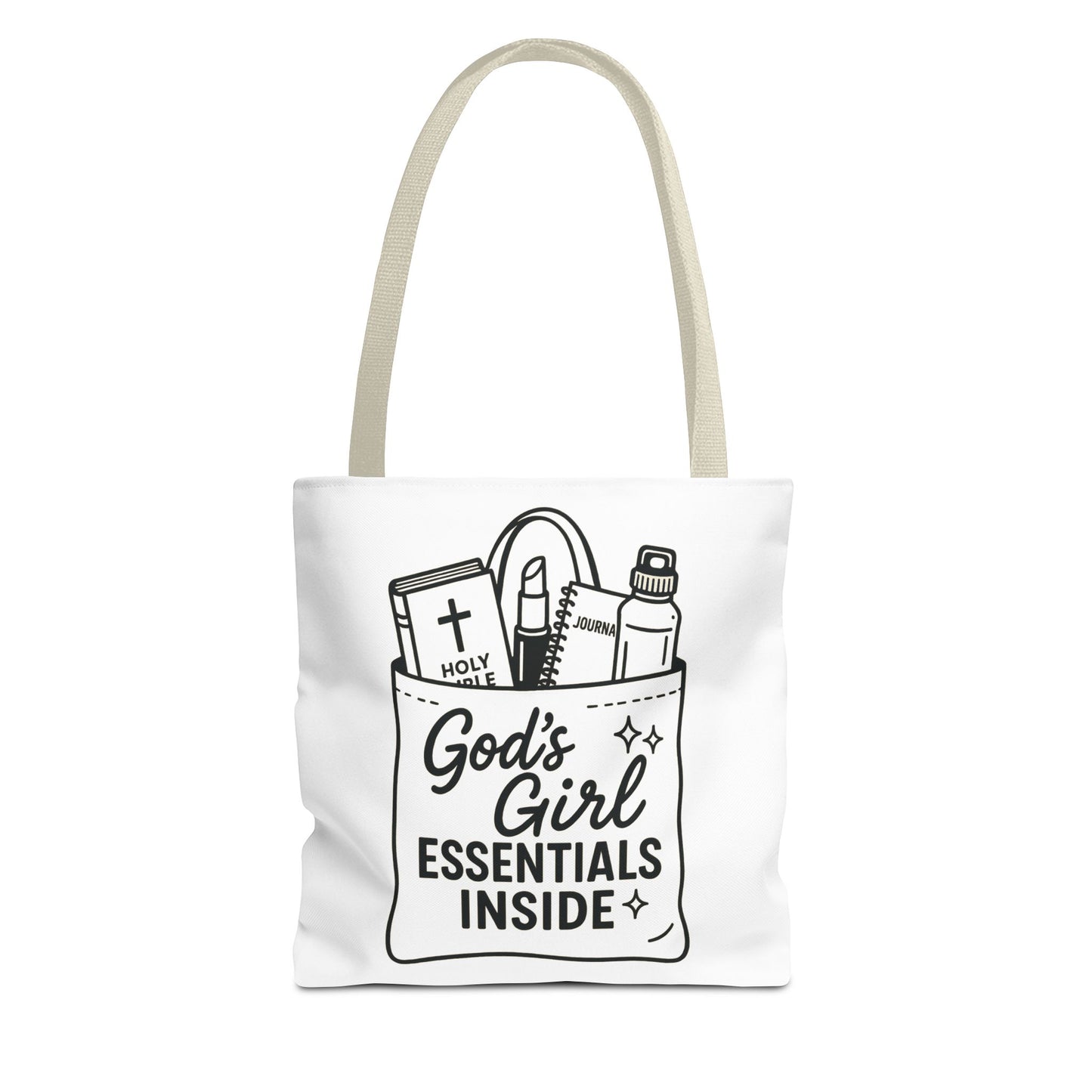 God's Girl Essentials Tote Bag | Motivational Bag for Women, Christian Gifts, Spiritual Tote, Everyday Purse, Faith-Inspired Accessory
