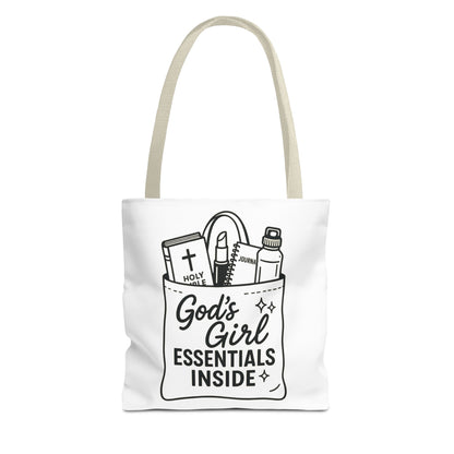 God's Girl Essentials Tote Bag | Motivational Bag for Women, Christian Gifts, Spiritual Tote, Everyday Purse, Faith-Inspired Accessory