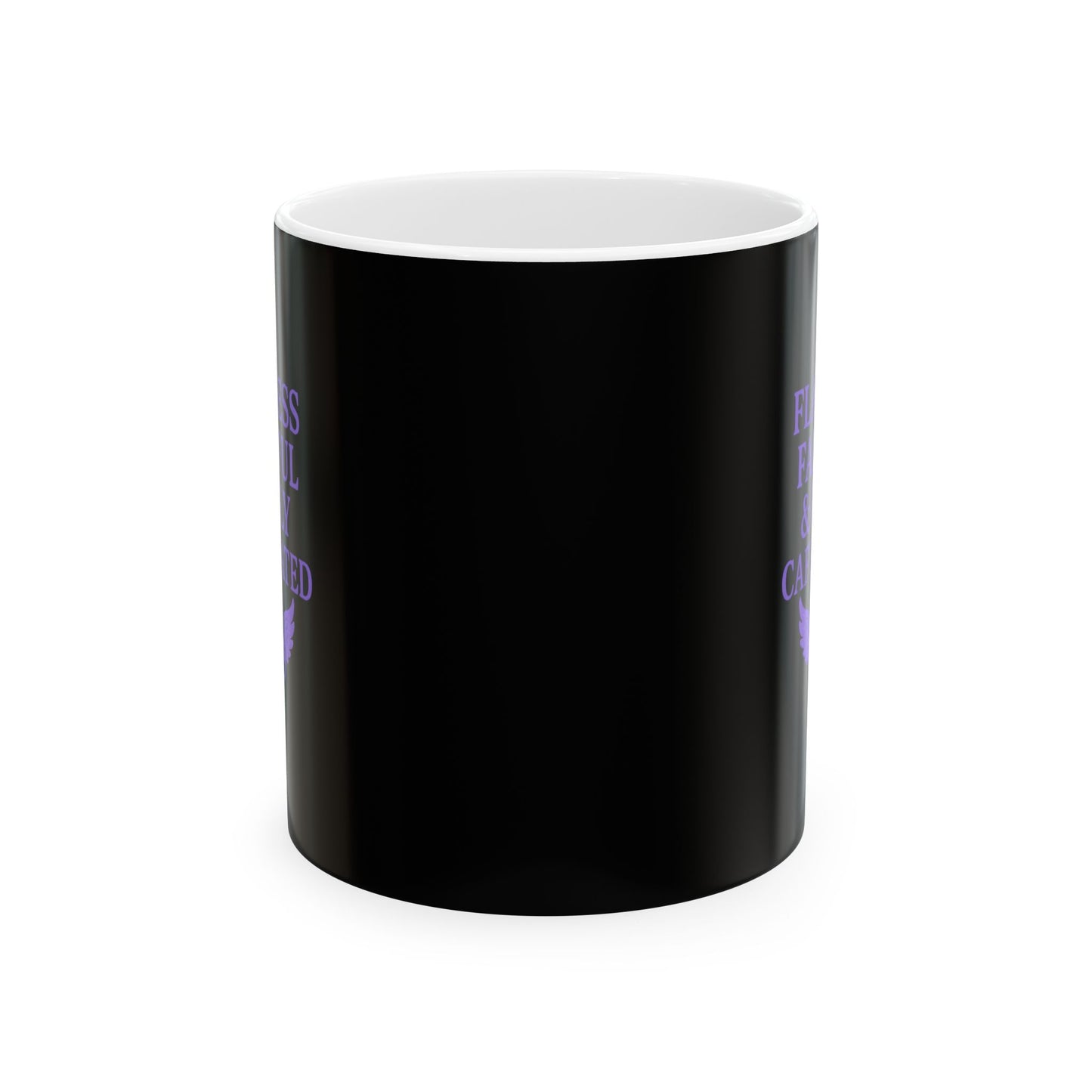 Flawless Faithful & Fully Caffeinated Mystical Black Ceramic Mug, Perfect for Coffee Lovers, Halloween, Witchcraft Gifts, Gift for Her, Customizable Drinkware