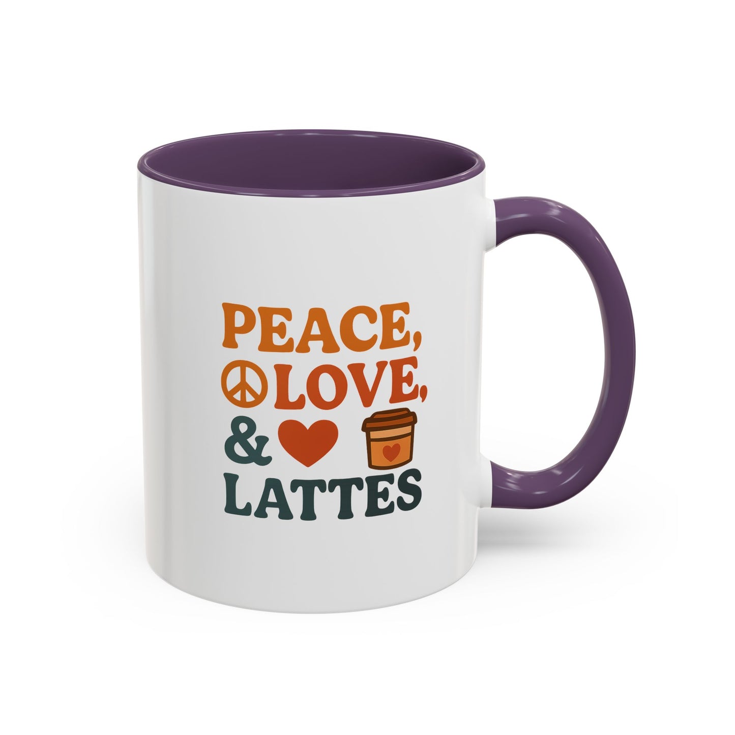 Peace, Love & Lattes Coffee Mug | Accent Mug for Coffee Lovers | Gift for Baristas, Friends, Home Decor, Kitchen Essentials