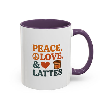 Peace, Love & Lattes Coffee Mug | Accent Mug for Coffee Lovers | Gift for Baristas, Friends, Home Decor, Kitchen Essentials