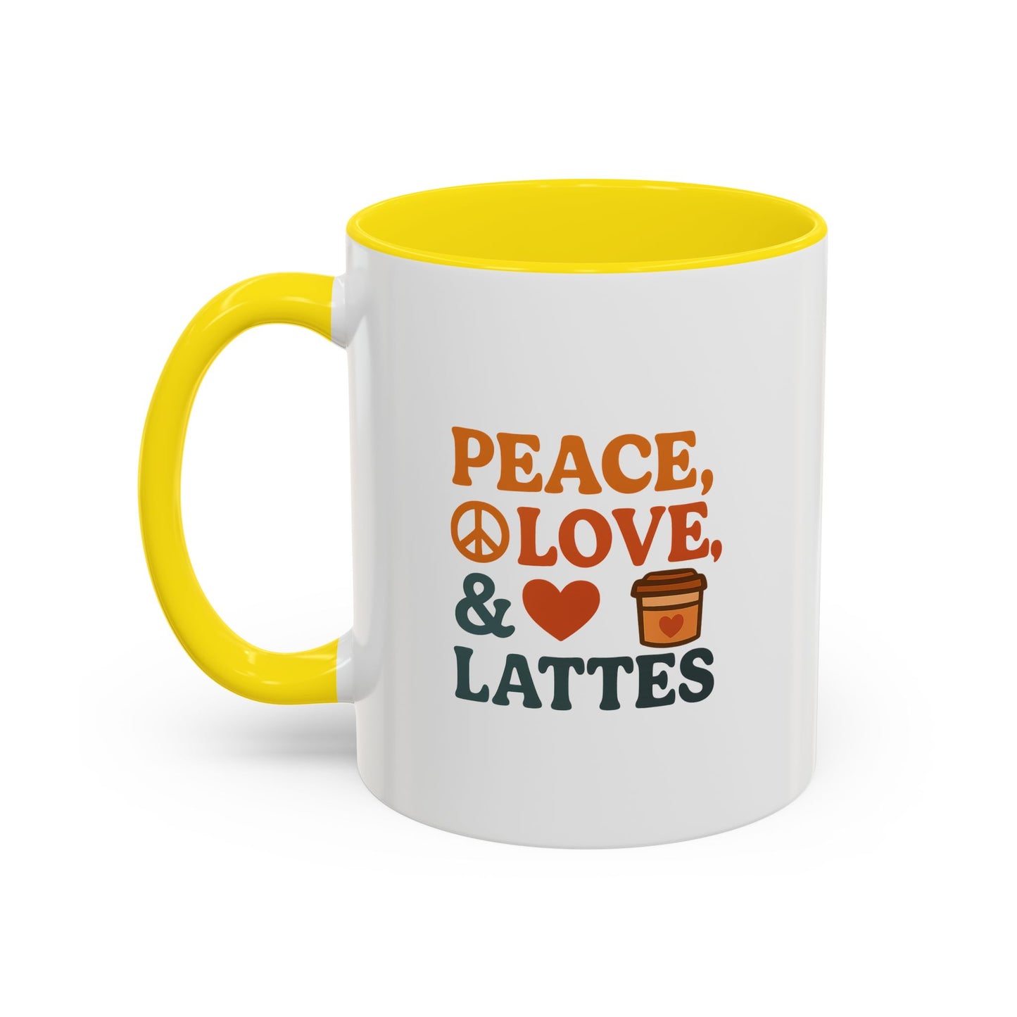Peace, Love & Lattes Coffee Mug | Accent Mug for Coffee Lovers | Gift for Baristas, Friends, Home Decor, Kitchen Essentials