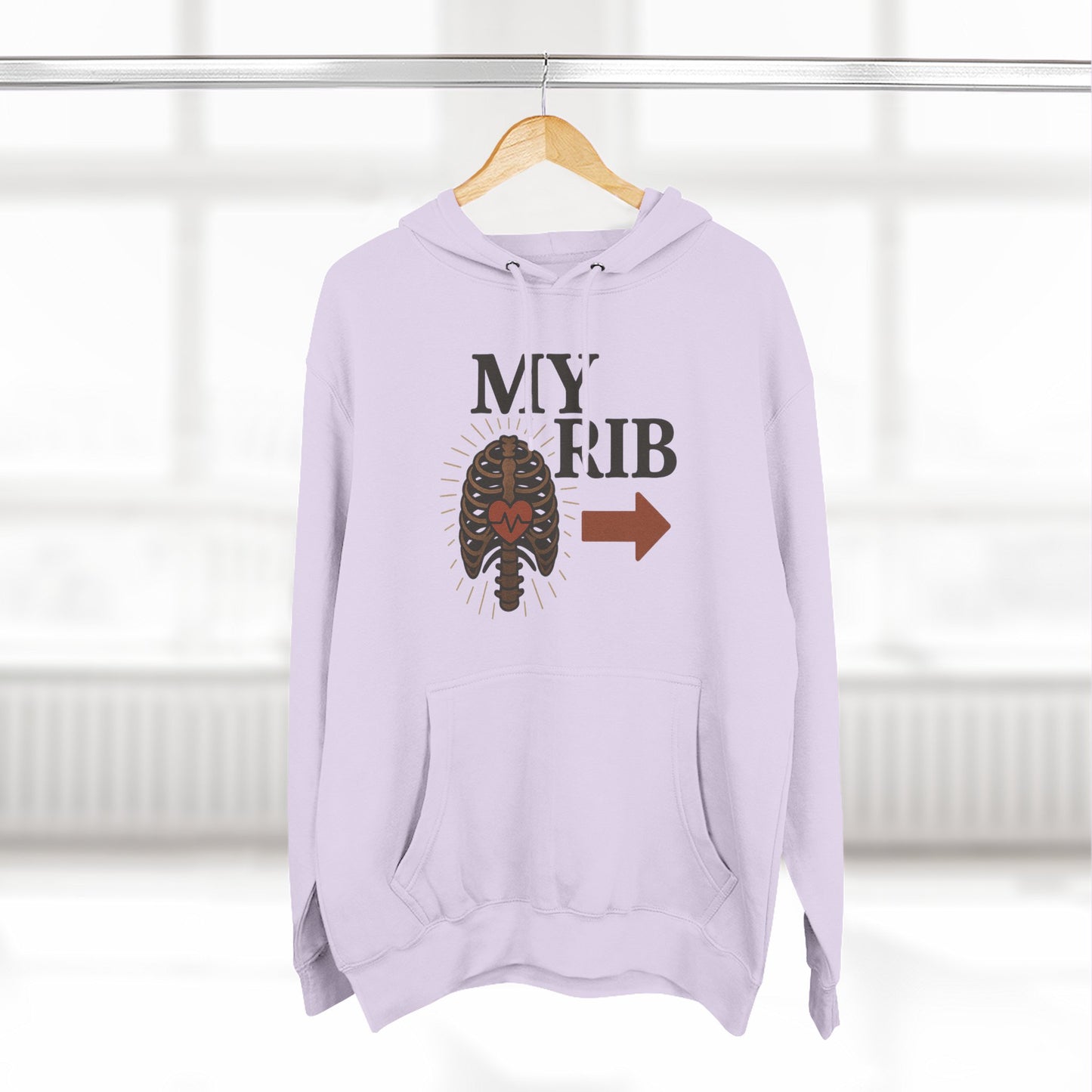 Heartfelt Rib Graphic Hoodie for Couples, Valentine's Day Gift, Matching Sweatshirt, Cozy Fleece, Romantic Style