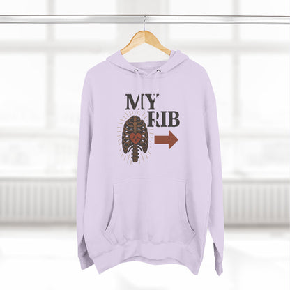 Heartfelt Rib Graphic Hoodie for Couples, Valentine's Day Gift, Matching Sweatshirt, Cozy Fleece, Romantic Style