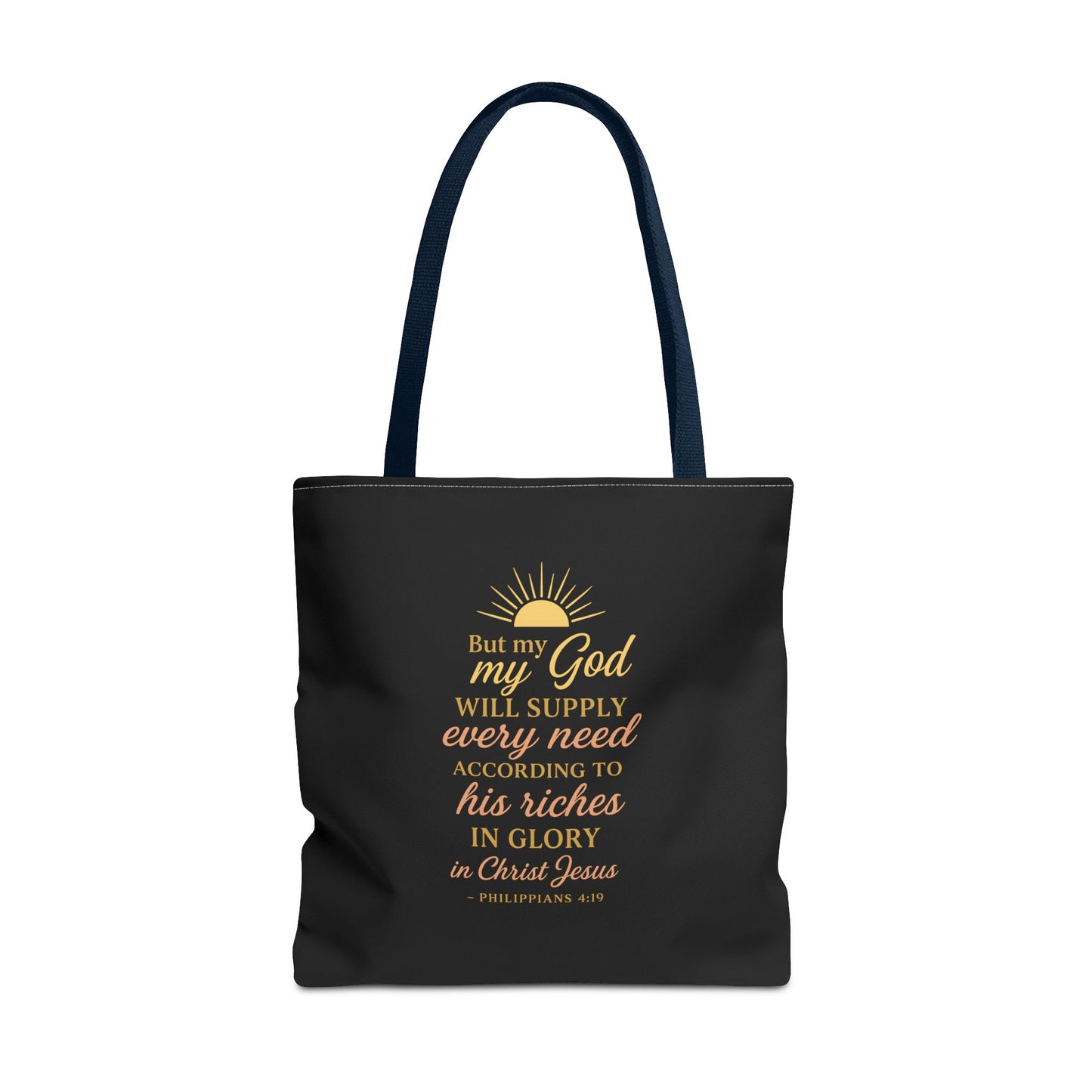 Faith-Inspired Tote Bag: 'God Will Supply Every Need', Christian Gift, AOP Bag for Church, Casual Outings, Inspirational Accessory