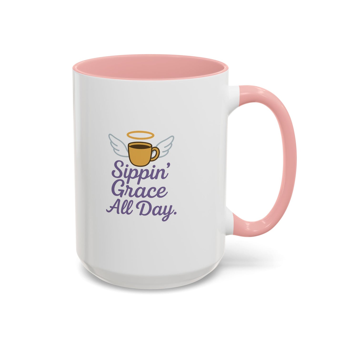 Sipping Grace Accent Coffee Mug | Stylish Gift for Coffee Lovers, Inspirational Mug, Office Décor, Unique Funny Coffee Cup