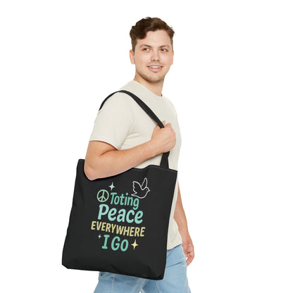 Peace-Themed Tote Bag Empower Your Journey, Eco-Friendly, Shopping, Beach, Gifts, Everyday Use