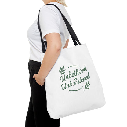 Unbothered & Unburdened Tote Bag, Everyday Tote, Eco-Friendly Bag, Gift for Her, Stylish Shopping Bag, Motivational Tote