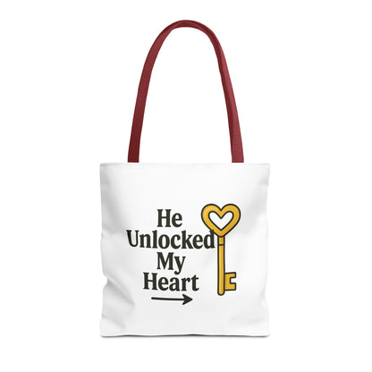 Heart Unlocking Quote Tote Bag, Valentine's Gift, Love Theme, Stylish Shoulder Bag, Perfect for Everyday Use, Cute Fashion Accessory