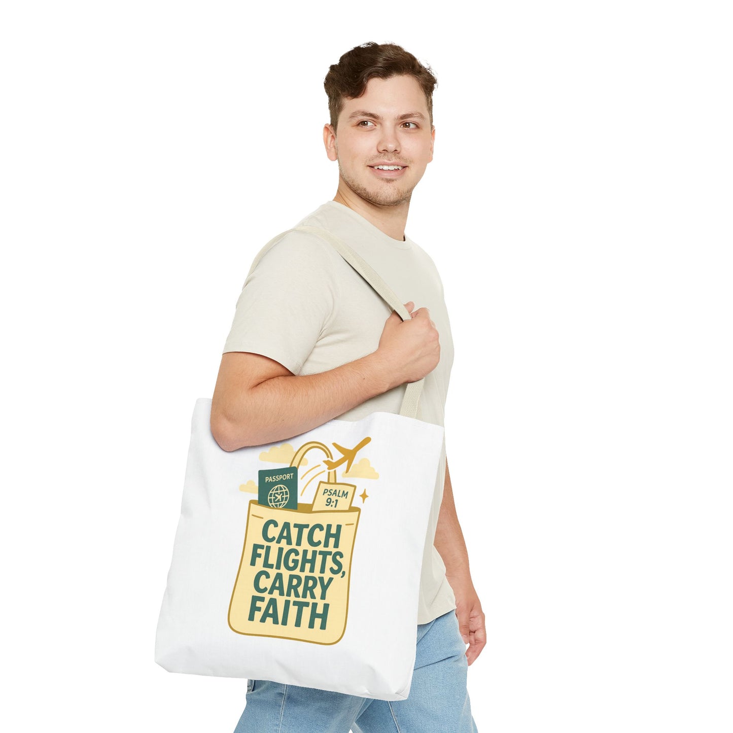 Carry Faith Catch Flights Travel Tote Bag