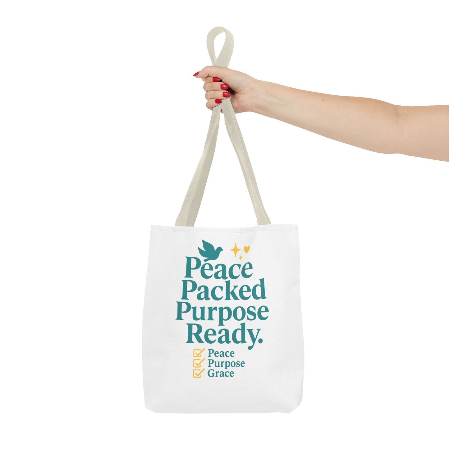 Motivational Tote Bag - Peace Packed Purpose Ready, Inspirational Eco-Friendly Bag, Gift for Friends, Stylish Everyday Use, Shopping, Gym