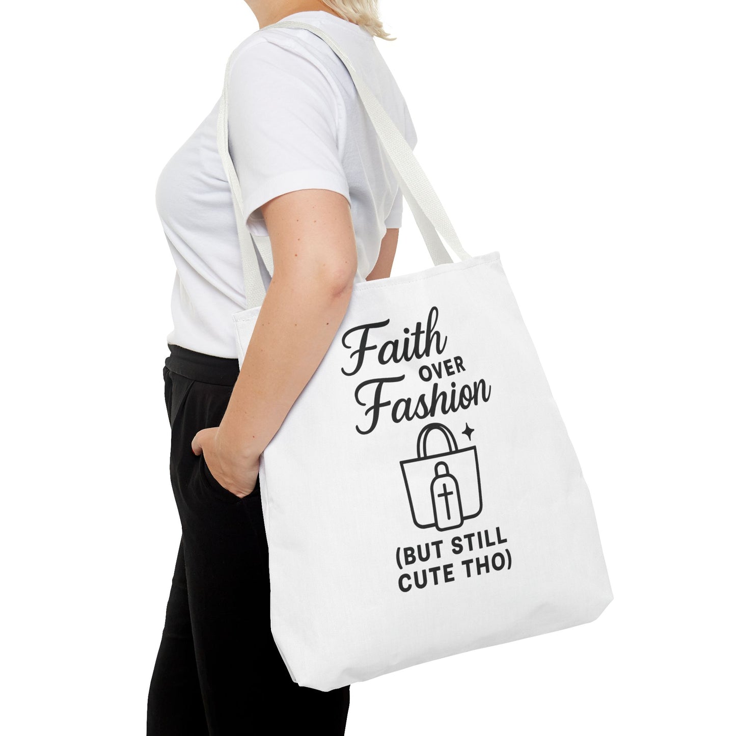 Faith Over Fashion Tote Bag - Stylish Everyday Carry, Eco-Friendly Shopping Bag, Gift for Fashion Lovers, Christian Tote, Positive Vibes