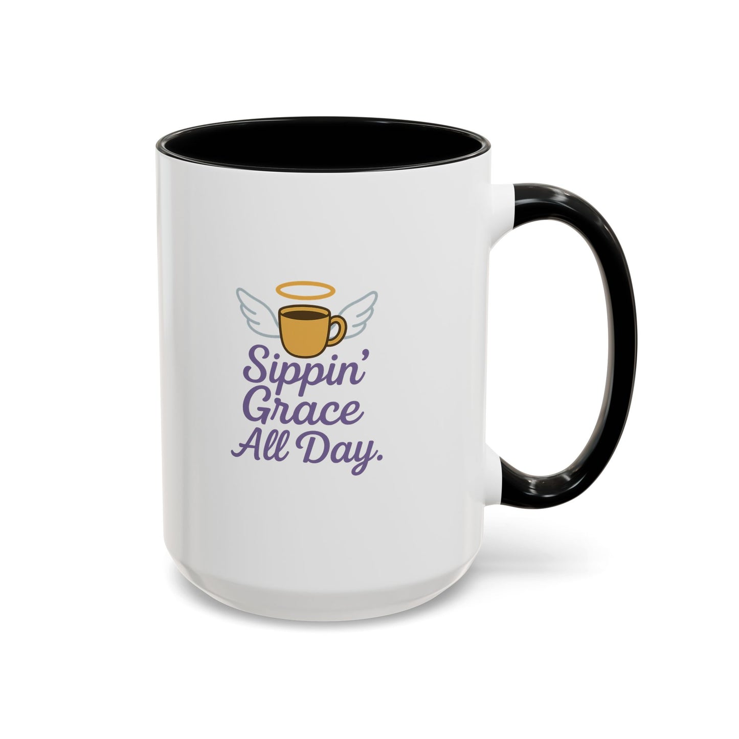 Sippin' Grace All Day Coffee Mug, Cute Coffee Cup, Inspirational Mug, Gift for Coffee Lovers, Perfect for Any Occasion