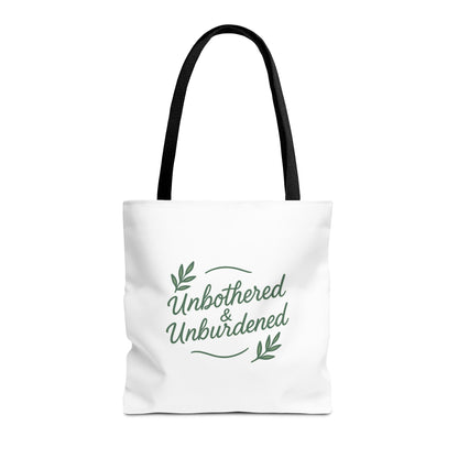 Unbothered & Unburdened Tote Bag, Everyday Tote, Eco-Friendly Bag, Gift for Her, Stylish Shopping Bag, Motivational Tote
