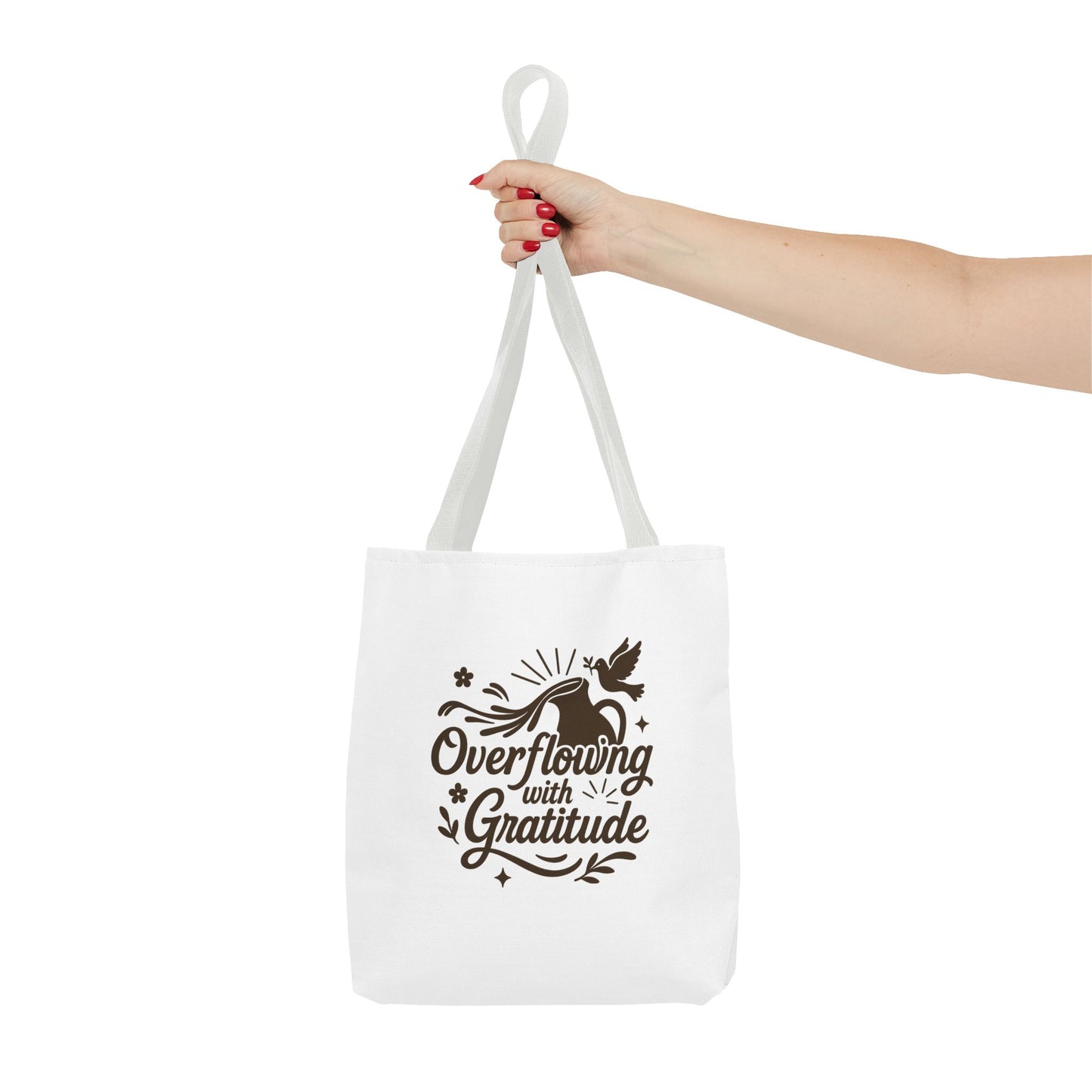 Overflowing with Gratitude Tote Bag - Eco-Friendly, Reusable Shopping Bag, Gift for Friends, Thank You Gift, Inspirational Design