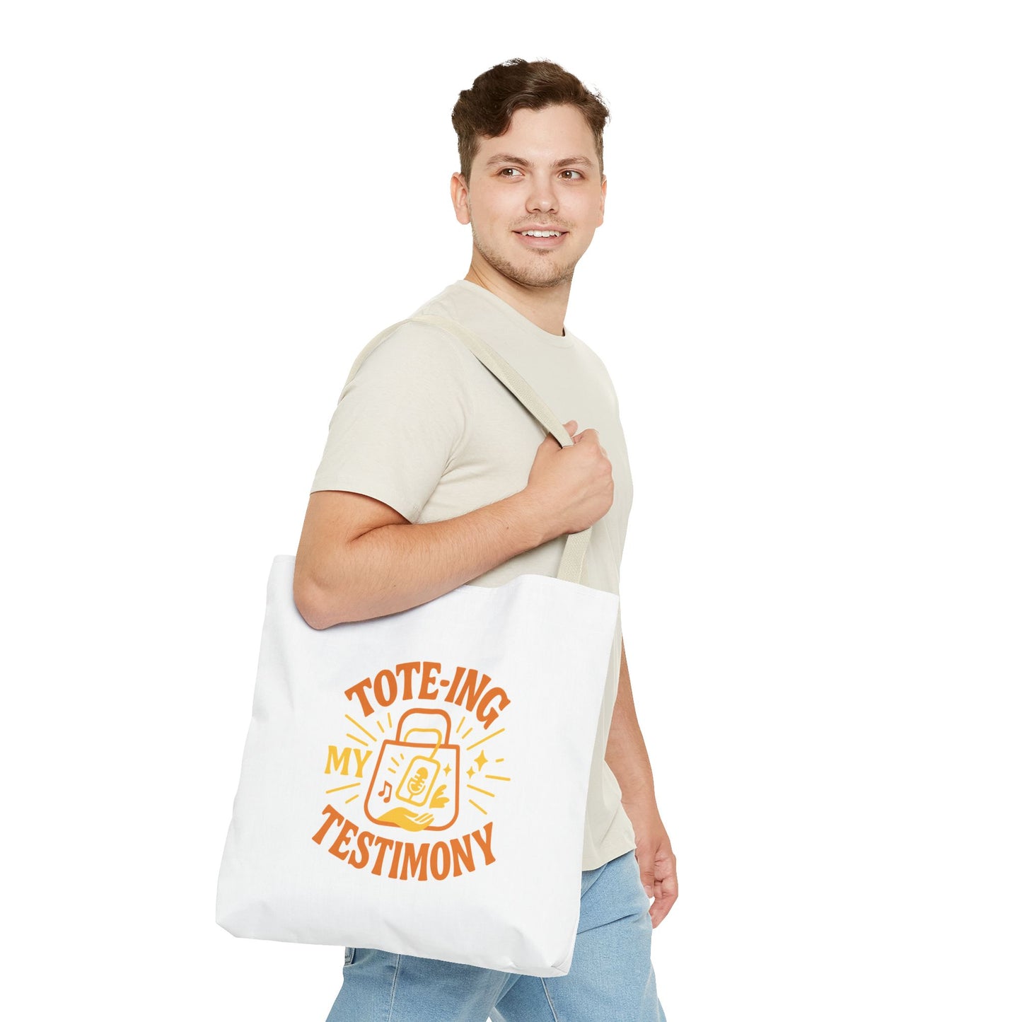 Testimony Tote Bag - Stylish AOP Bag for Daily Use, Perfect for Church, Casual Outings, or Gifts, Christian Tote, Inspirational Bag