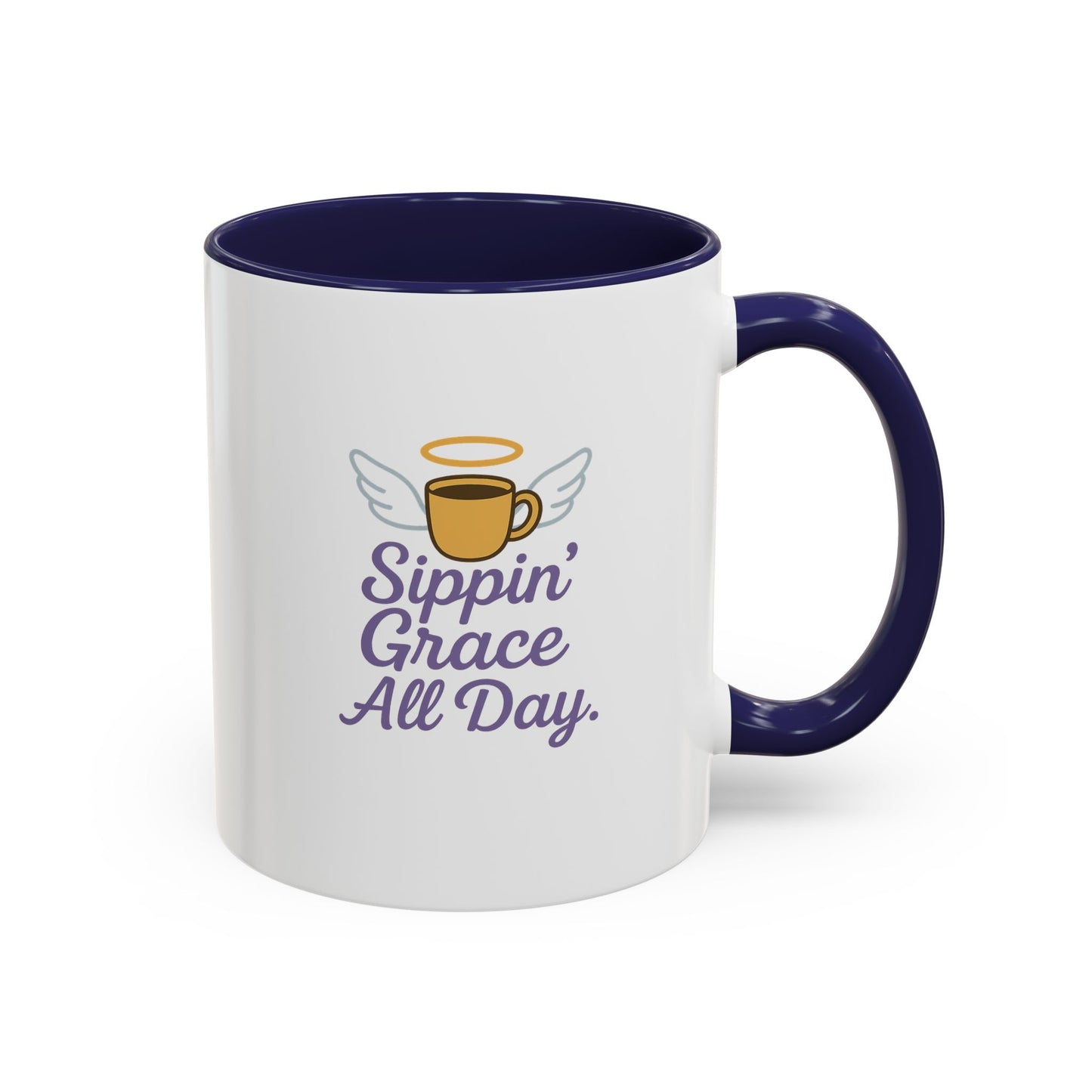 Sipping Grace Accent Coffee Mug | Stylish Gift for Coffee Lovers, Inspirational Mug, Office Décor, Unique Funny Coffee Cup