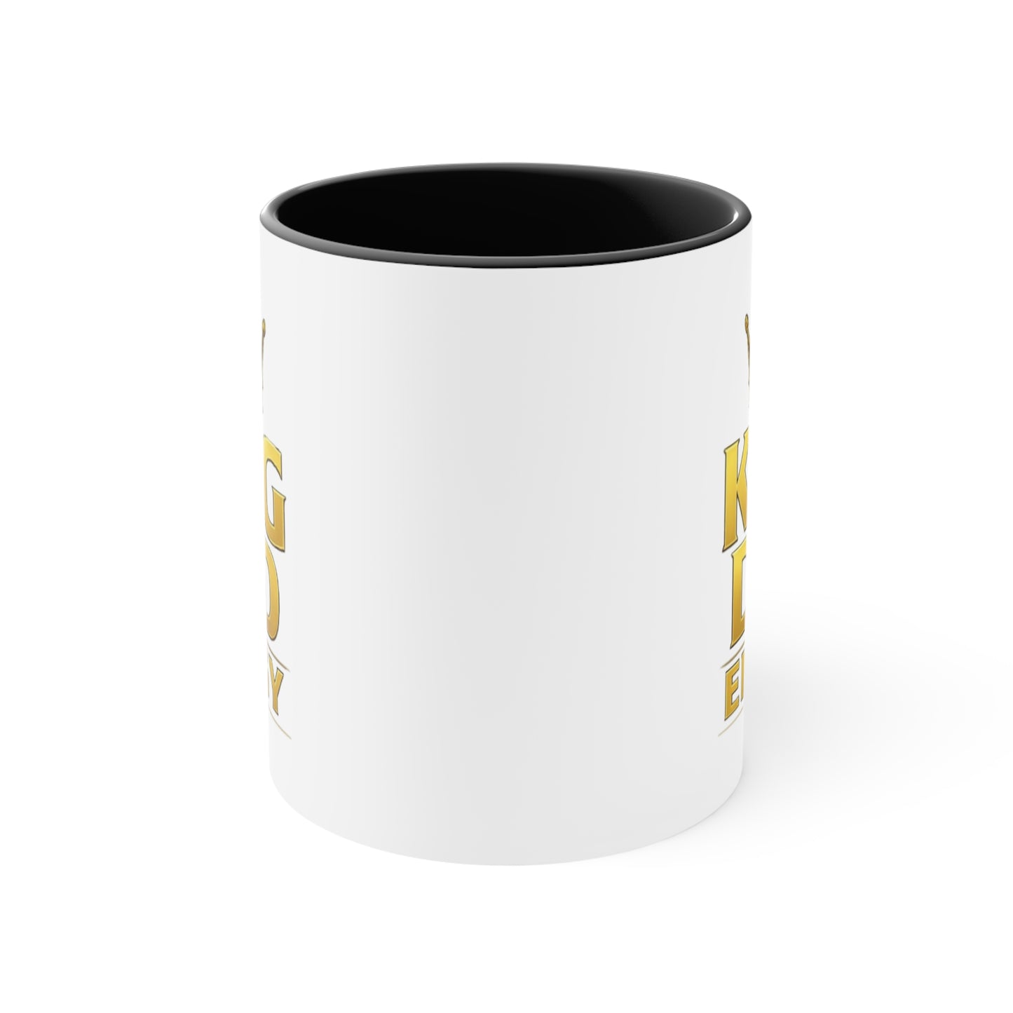 King Dad Energy Accent Mug — Gold Crown Father's Day Coffee Cup (Pink Accent)