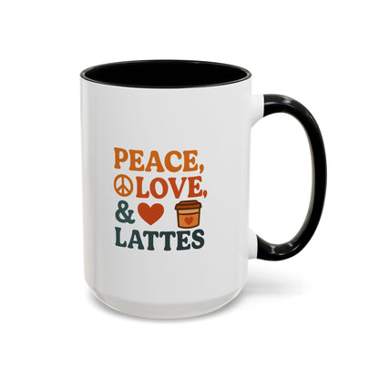 Peace, Love & Lattes Coffee Mug | Accent Mug for Coffee Lovers | Gift for Baristas, Friends, Home Decor, Kitchen Essentials