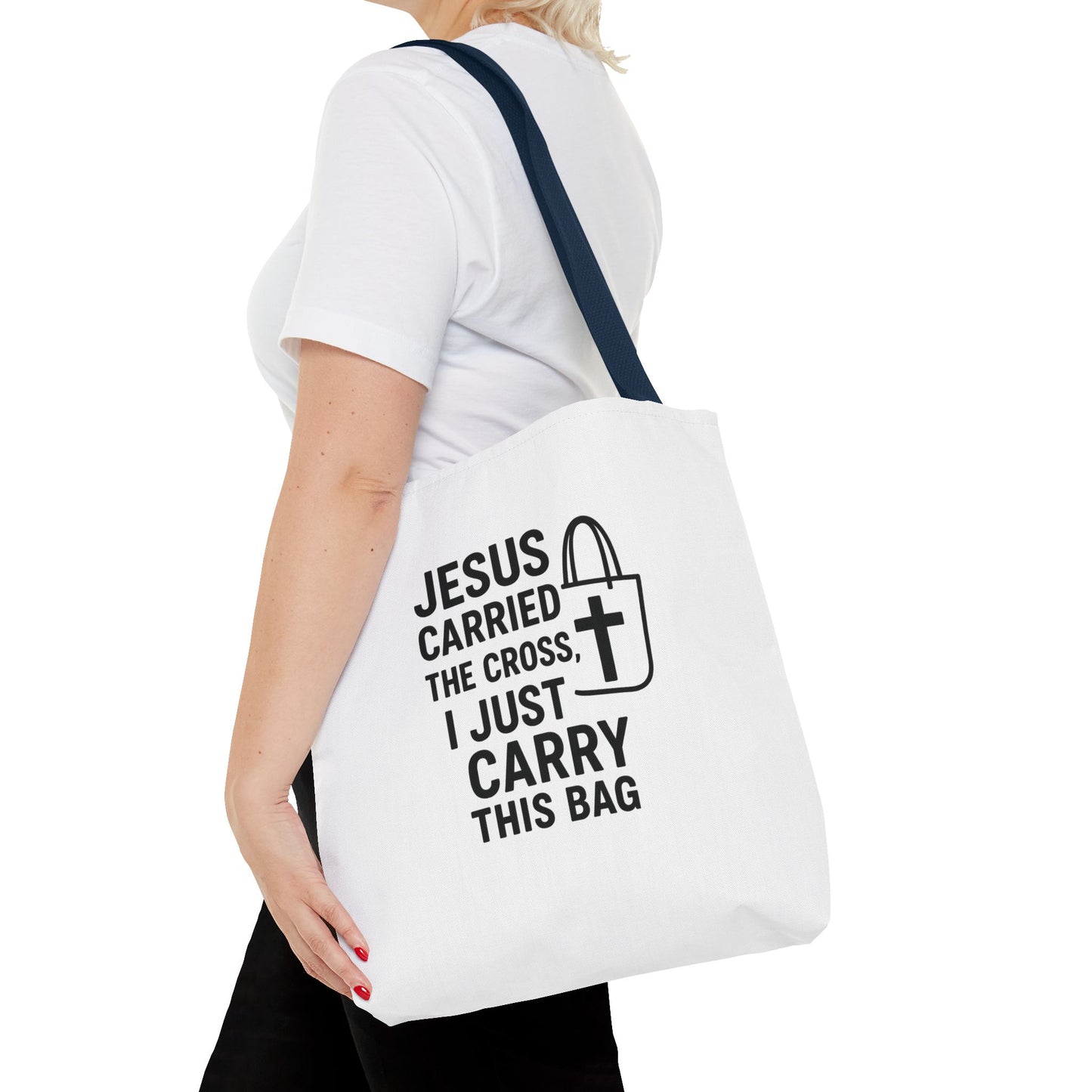 Christian Tote Bag - Jesus Carried the Cross, Everyday Use, Gift for Believers, Church Events, Eco-Friendly Shopping Bag