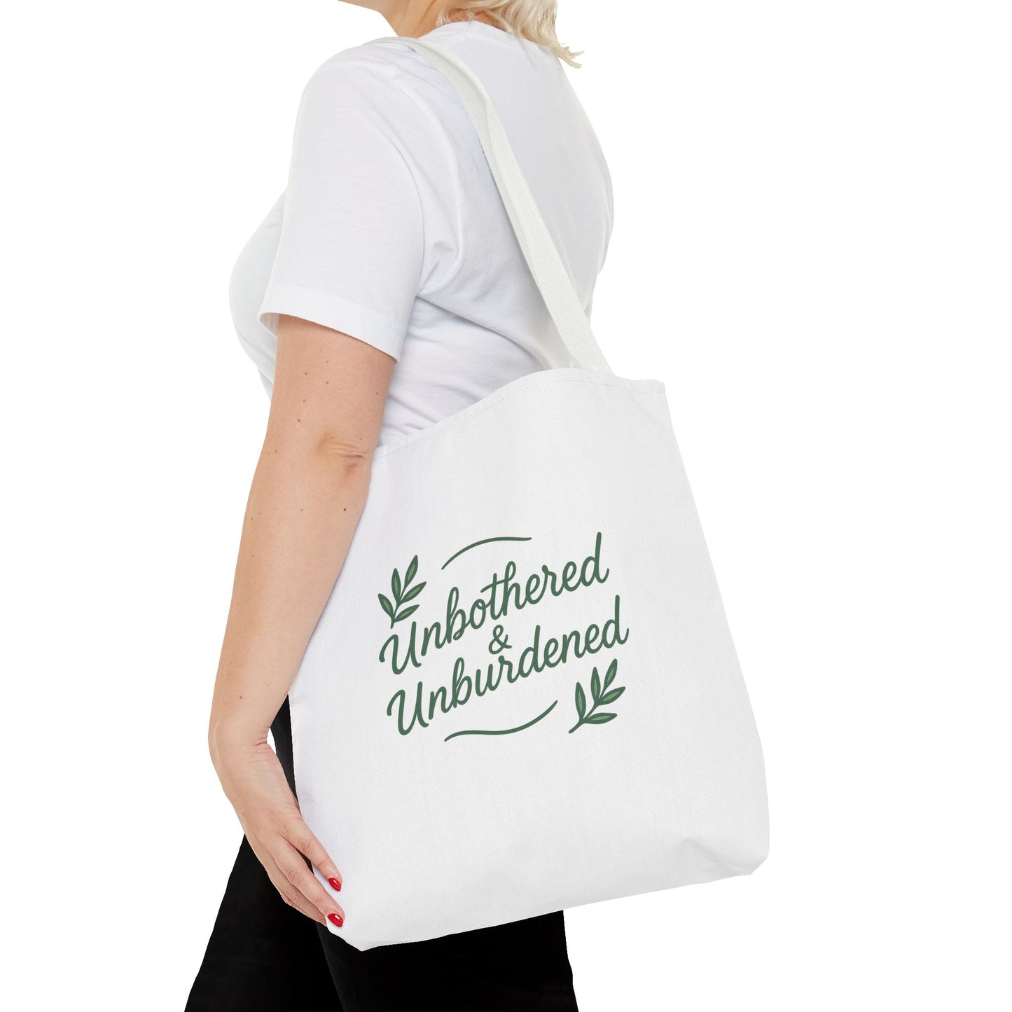 Unbothered & Unburdened Tote Bag, Everyday Tote, Eco-Friendly Bag, Gift for Her, Stylish Shopping Bag, Motivational Tote