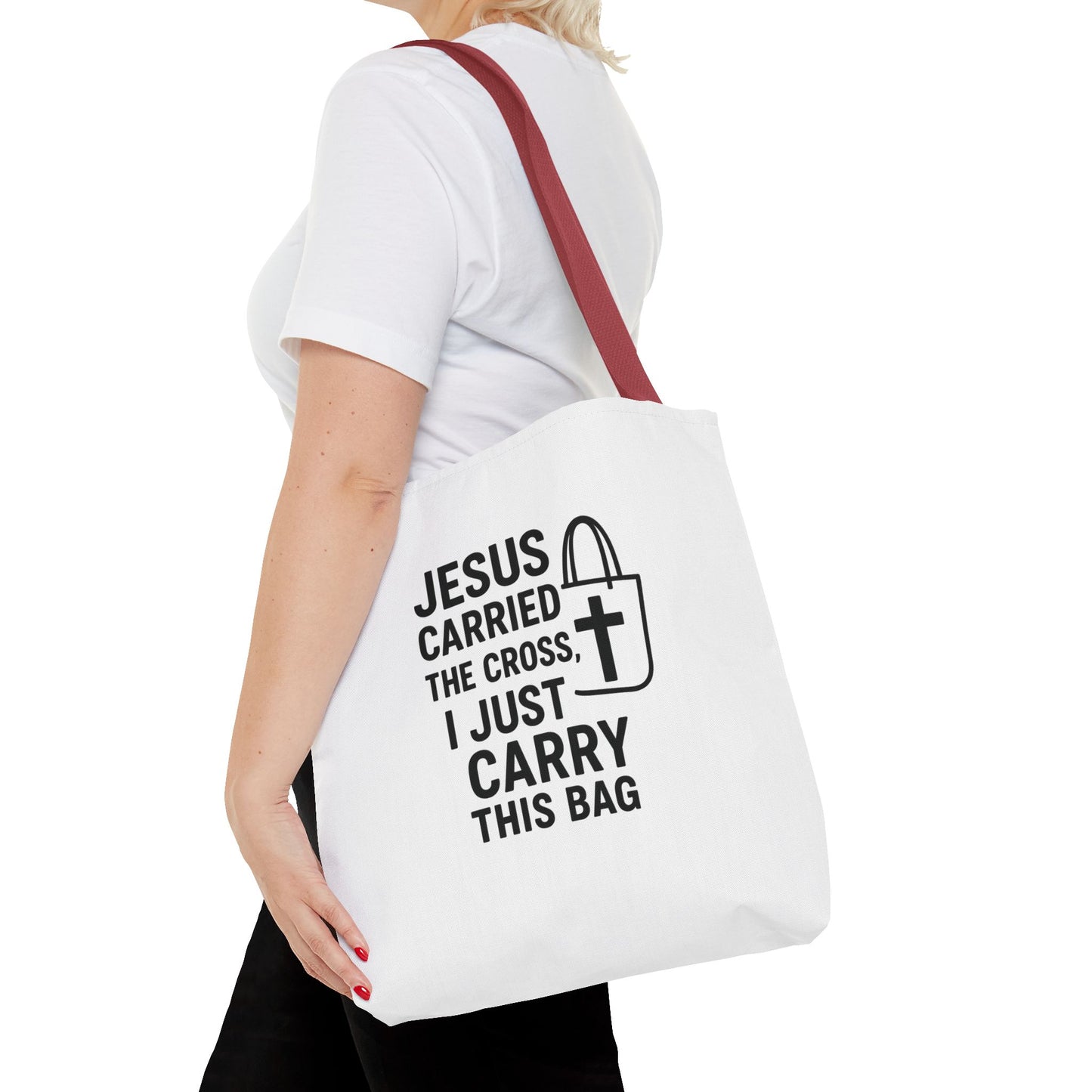 Christian Tote Bag - Jesus Carried the Cross, Everyday Use, Gift for Believers, Church Events, Eco-Friendly Shopping Bag