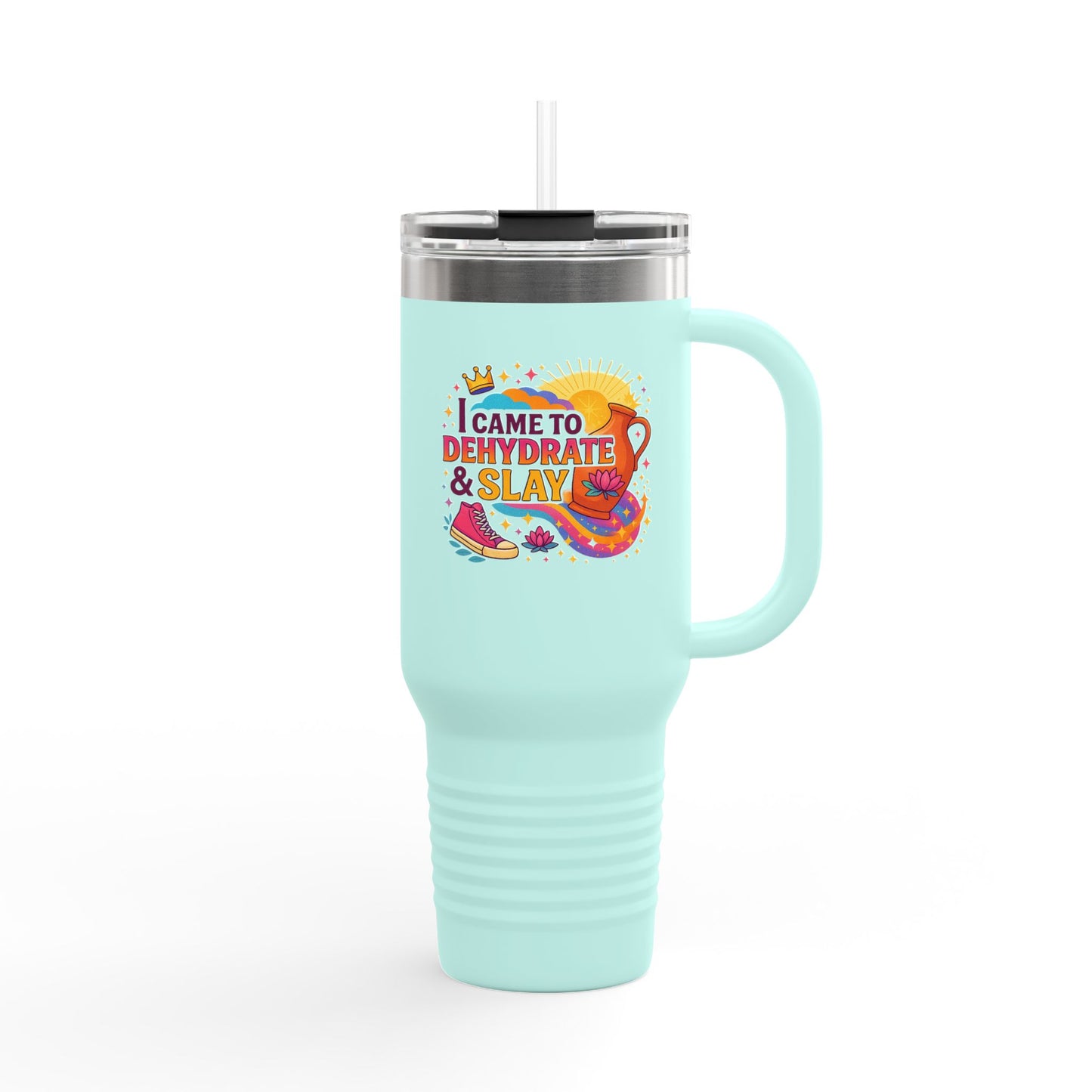 Colorful Hyderated & Slaying Insulated Travel Mug – Perfect Gift for Motivated Individuals, Inspiring Quotes, Hydration on the Go, Travel Accessories, [...]