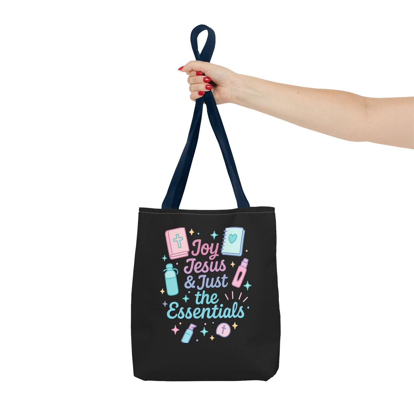 Joyful Essentials Tote Bag for Faith Lovers, Christian Canvas Bag, Unique Gift for Church, Bible Study, Everyday Use, Stylish Carryall