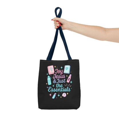 Joyful Essentials Tote Bag for Faith Lovers, Christian Canvas Bag, Unique Gift for Church, Bible Study, Everyday Use, Stylish Carryall