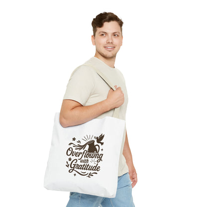Overflowing with Gratitude Tote Bag - Eco-Friendly, Reusable Shopping Bag, Gift for Friends, Thank You Gift, Inspirational Design