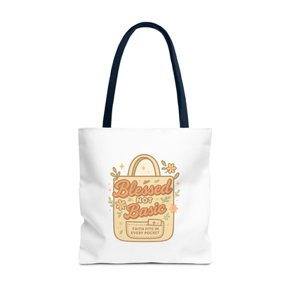 Blessed Not Basic Tote Bag, Trendy Eco-Friendly Canvas