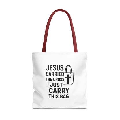 Christian Tote Bag - Jesus Carried the Cross, Everyday Use, Gift for Believers, Church Events, Eco-Friendly Shopping Bag