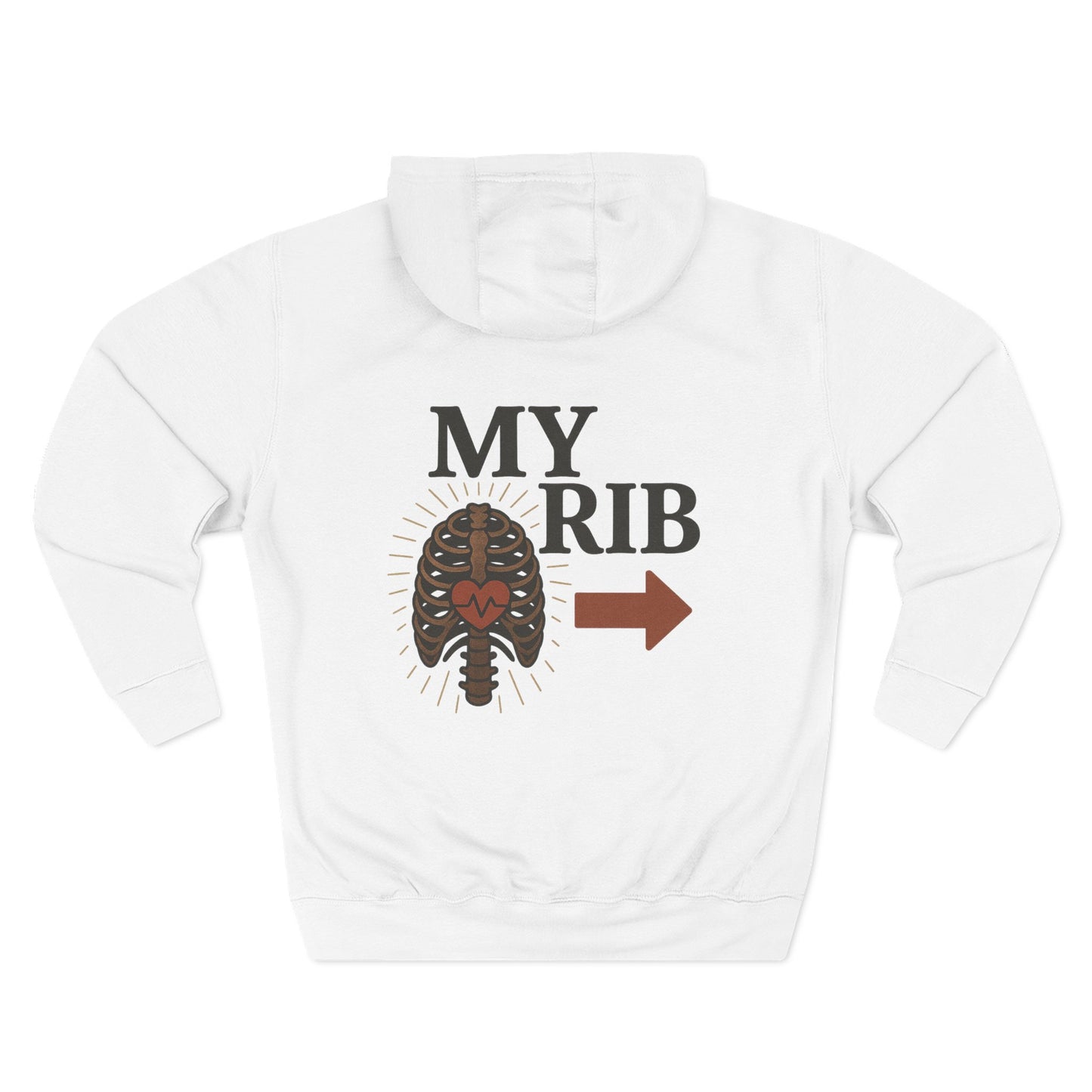 Heartfelt Rib Graphic Hoodie for Couples, Valentine's Day Gift, Matching Sweatshirt, Cozy Fleece, Romantic Style