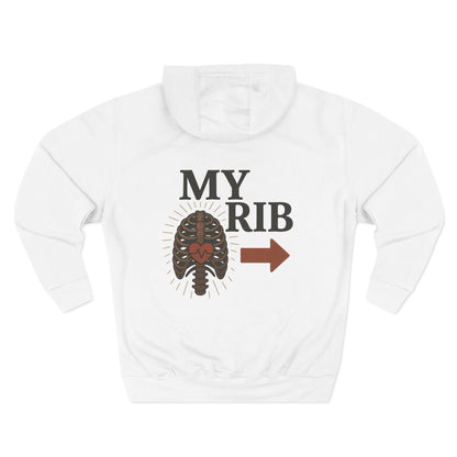 Heartfelt Rib Graphic Hoodie for Couples, Valentine's Day Gift, Matching Sweatshirt, Cozy Fleece, Romantic Style