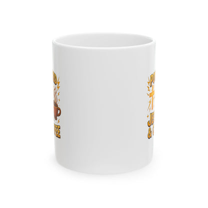 Powered by Jesus and Coffeeee - Energizing Coffee Mug, Personalized Gift, Fun Kitchen Decor, Coffee Lover's Essential, Motivational Java Cup, Perfect for Birthdays, [...]