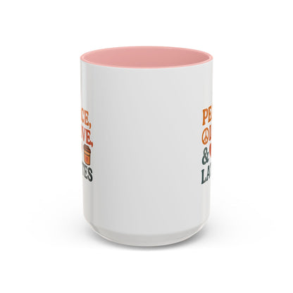 Peace, Love & Lattes Coffee Mug | Accent Mug for Coffee Lovers | Gift for Baristas, Friends, Home Decor, Kitchen Essentials