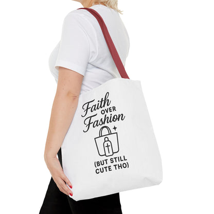 Faith Over Fashion Tote Bag - Stylish Everyday Carry, Eco-Friendly Shopping Bag, Gift for Fashion Lovers, Christian Tote, Positive Vibes